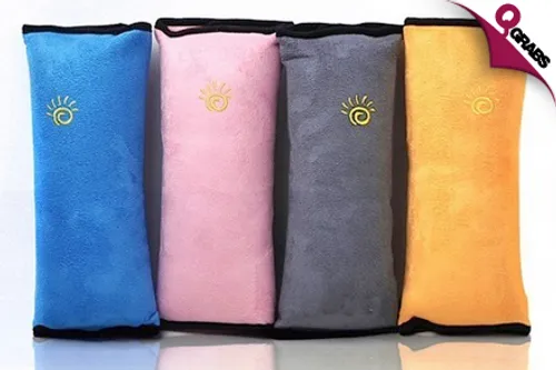 For QR25, Have a More Comfy Car Ride with a Seat Belt Pillow - Available in Four Cozy Colors! (QR49 Value)
